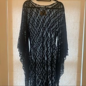 Black lace Kimono maxi dress